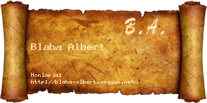 Blaha Albert névjegykártya