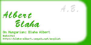 albert blaha business card